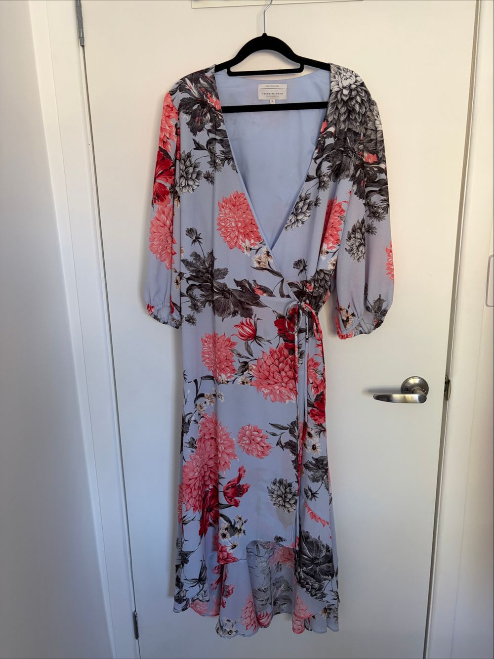 Veronika Maine Blue Floral Wrap Dress