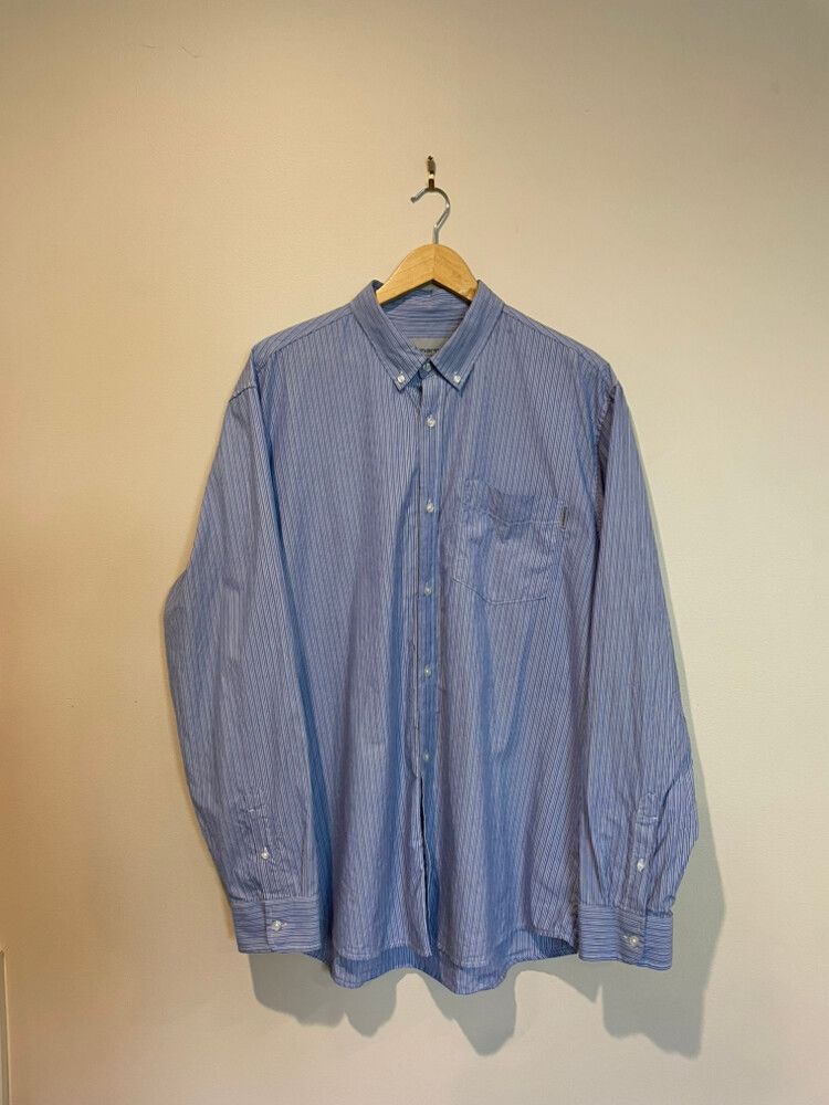 Carhartt blue and white striped shirt