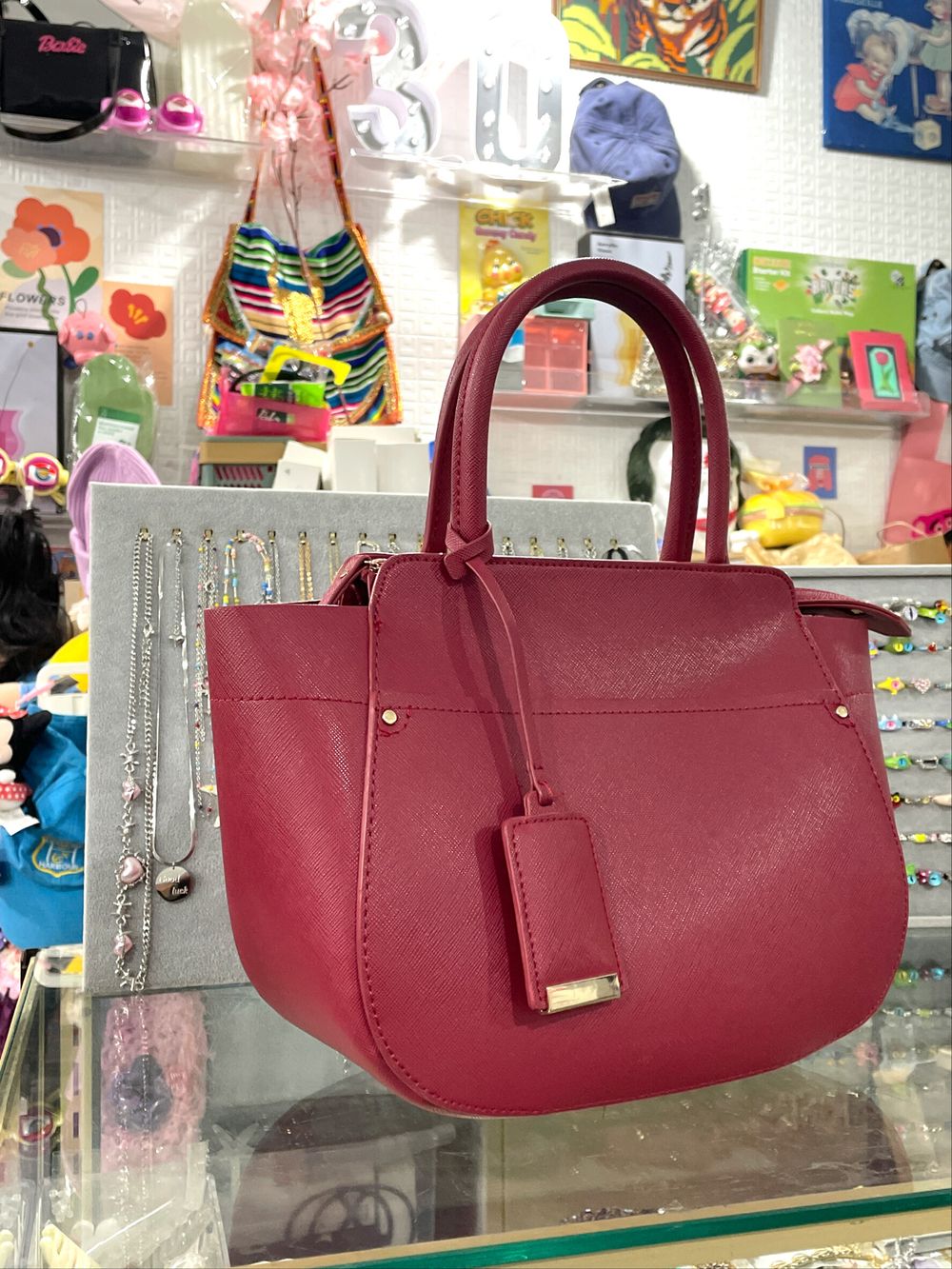 Almost Brand New Zara Red Leather Chic City Bag With Shoulder Strap