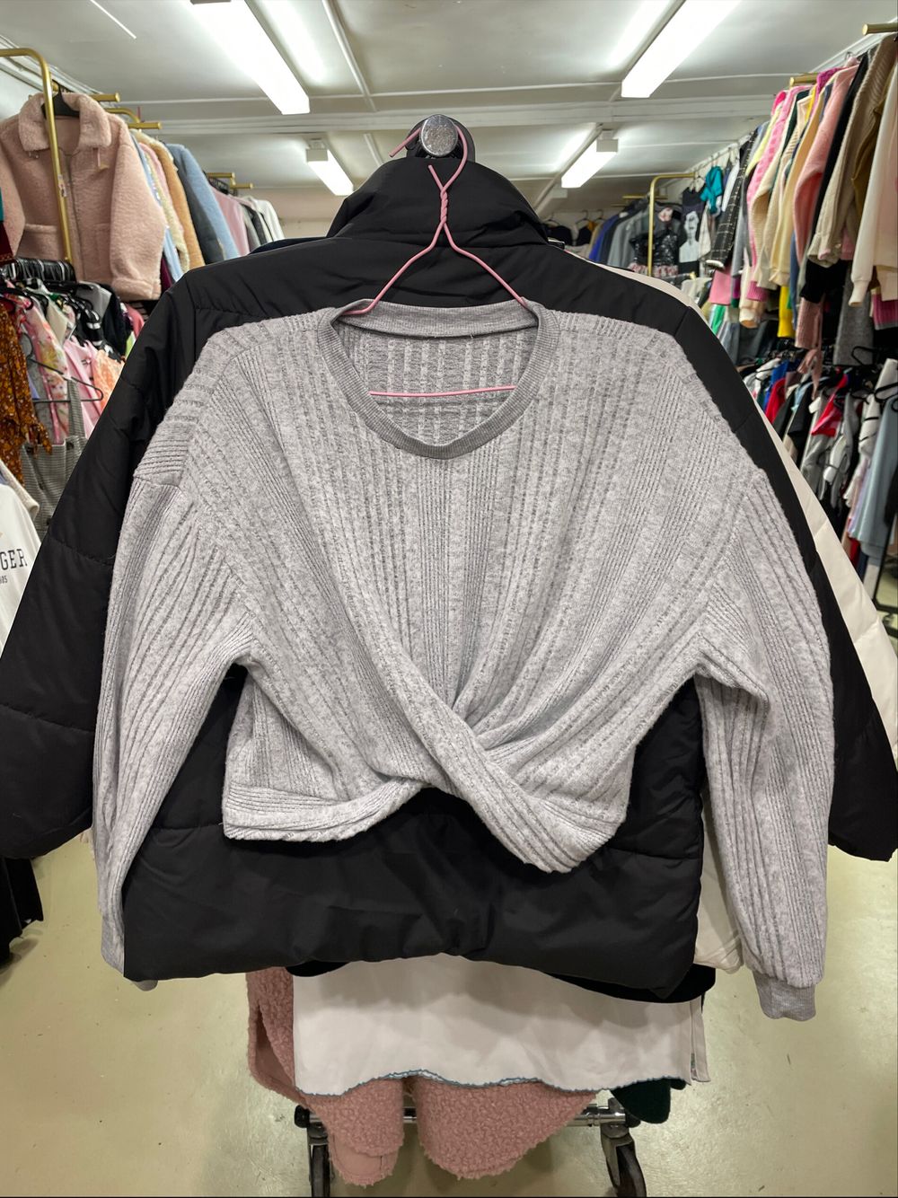Almost Brand New Grey Twist Knit Crop Top Size 8