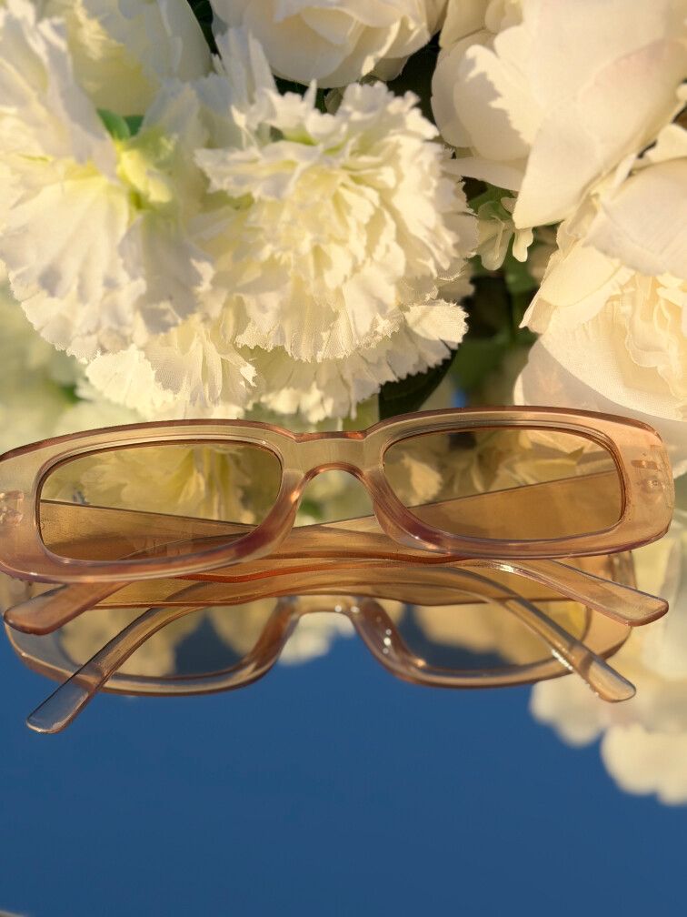 Brand New Light Brown Rectangular Sunglasses