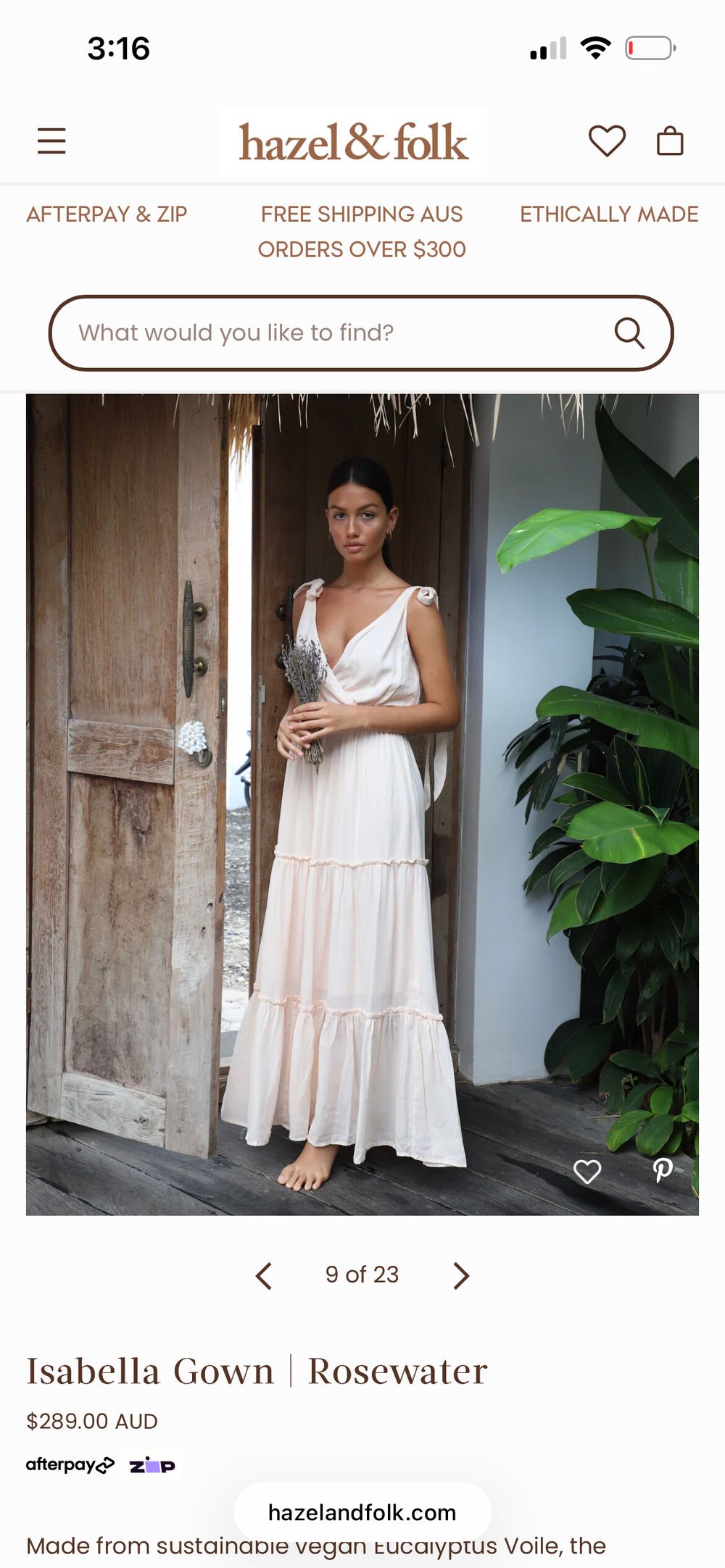 Hazel & Folk Rosewater Isabella Gown