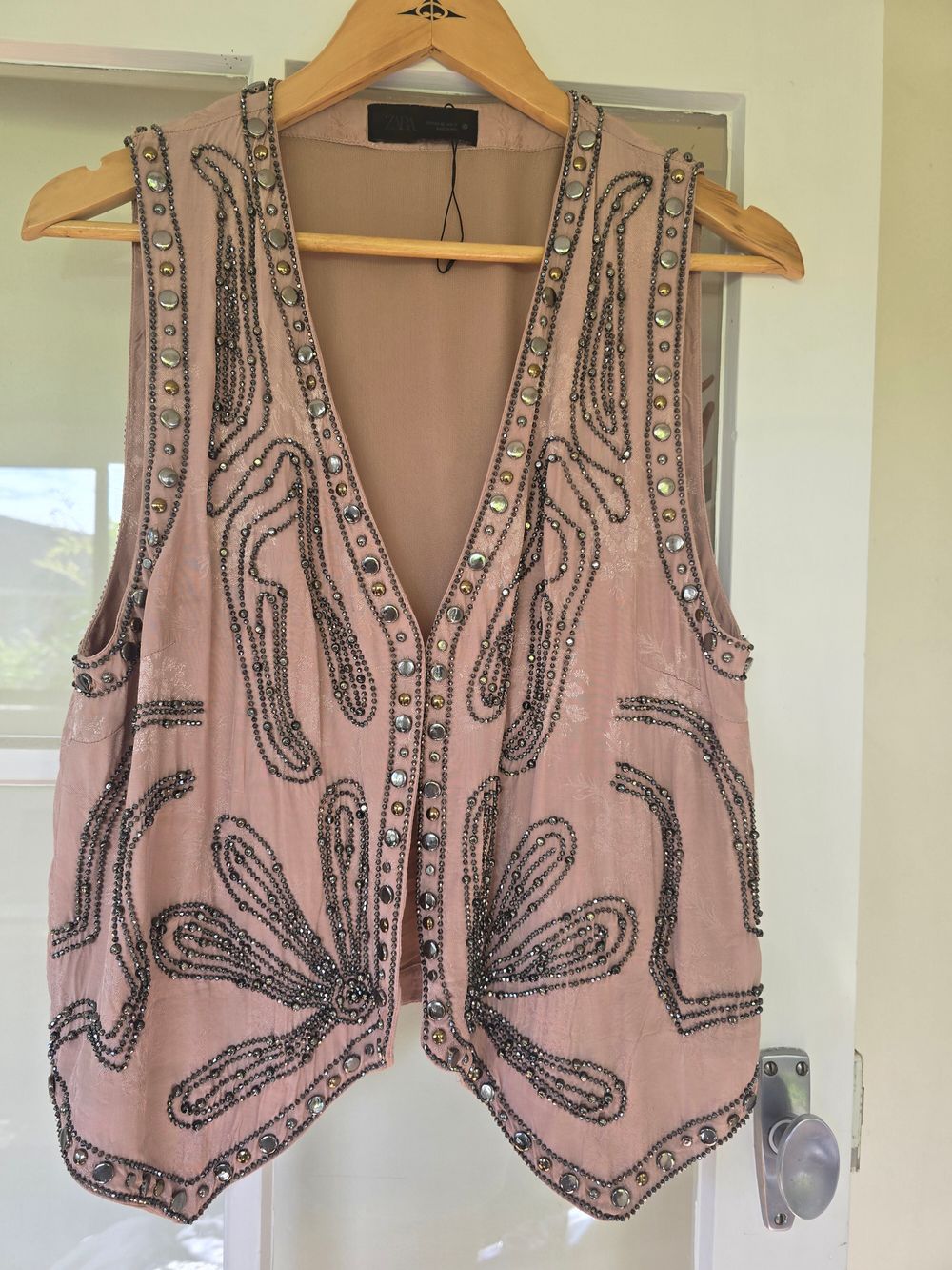 Zara Pink Embellished Vest Size 12