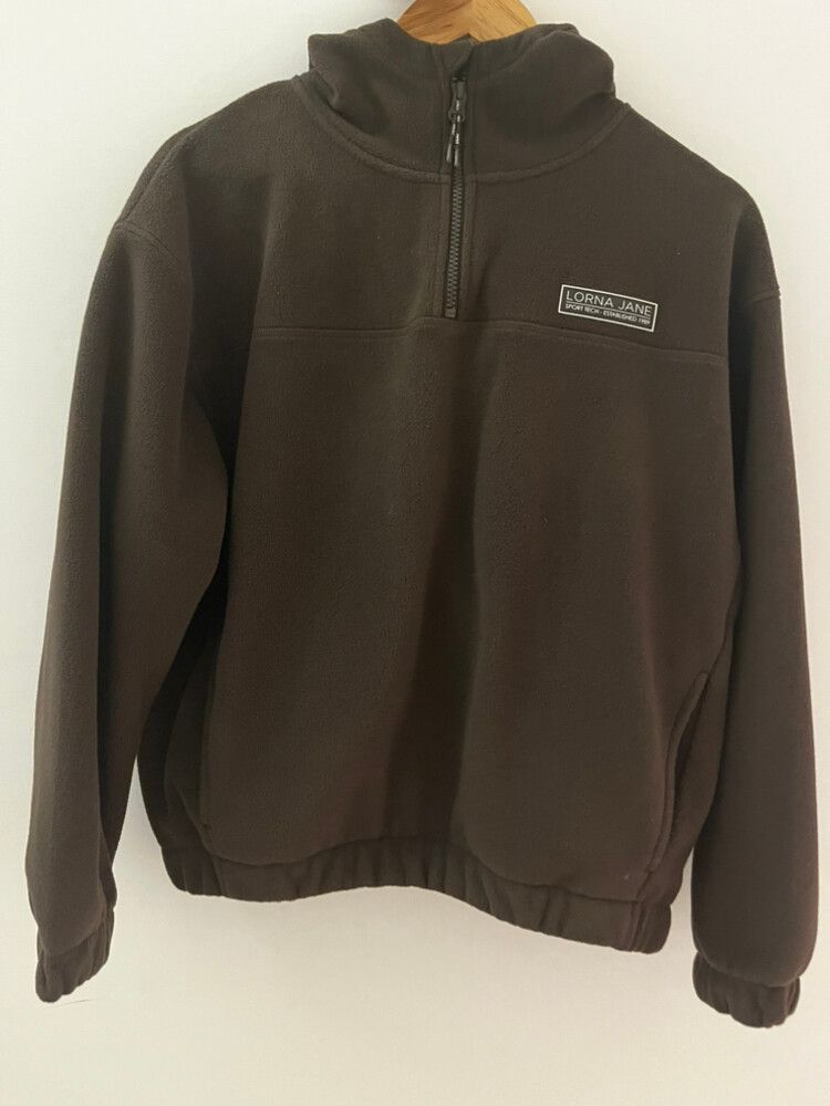 Lorna Jane Brown Fleece Quarter Zip Hoodie