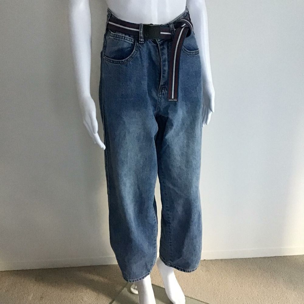 M-Z-O-M-X-O Baggy/wide Leg high-rise mid wash jeans/Size S