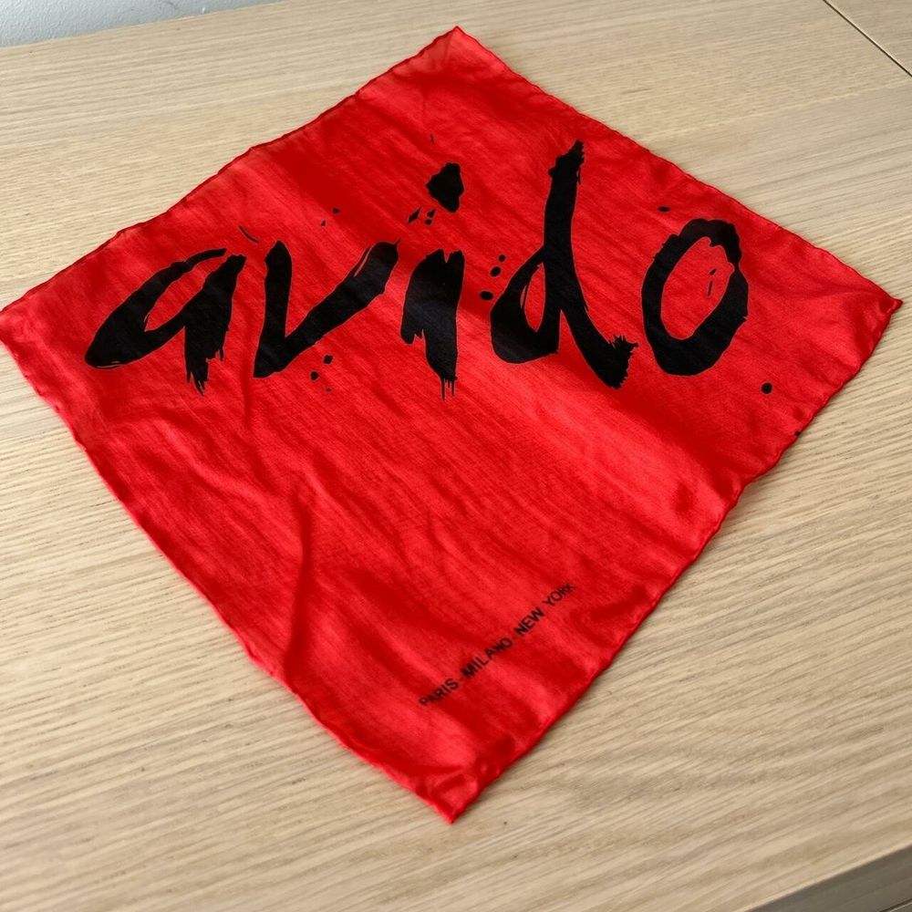 Avido red & black pure fine 100% silk pocket scarf/hair tie