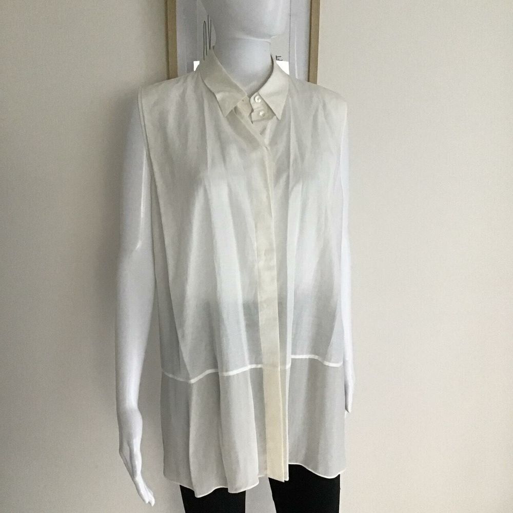 ACNE ivory silk-cotton sleeveless top/freshly dry-cleaned /Size: 38 (oversized); fits XS-M