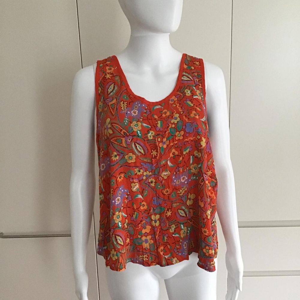HANRO (Quiet Luxury Brand) Slightly Oversized Red Green Mustard Mauve Vest Top/Size XS