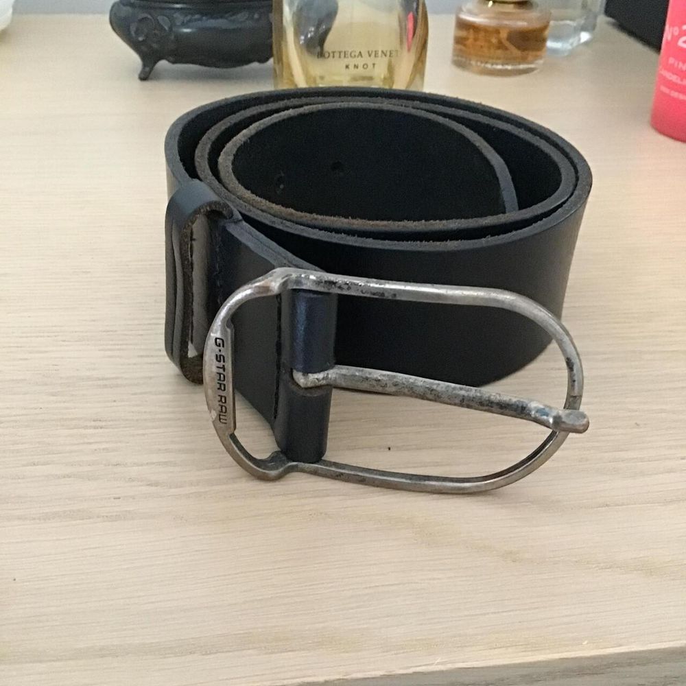 G-STAR RAW Black Leather Belt/Size 75 30/Made in Morocco/Antique-Style Buckle