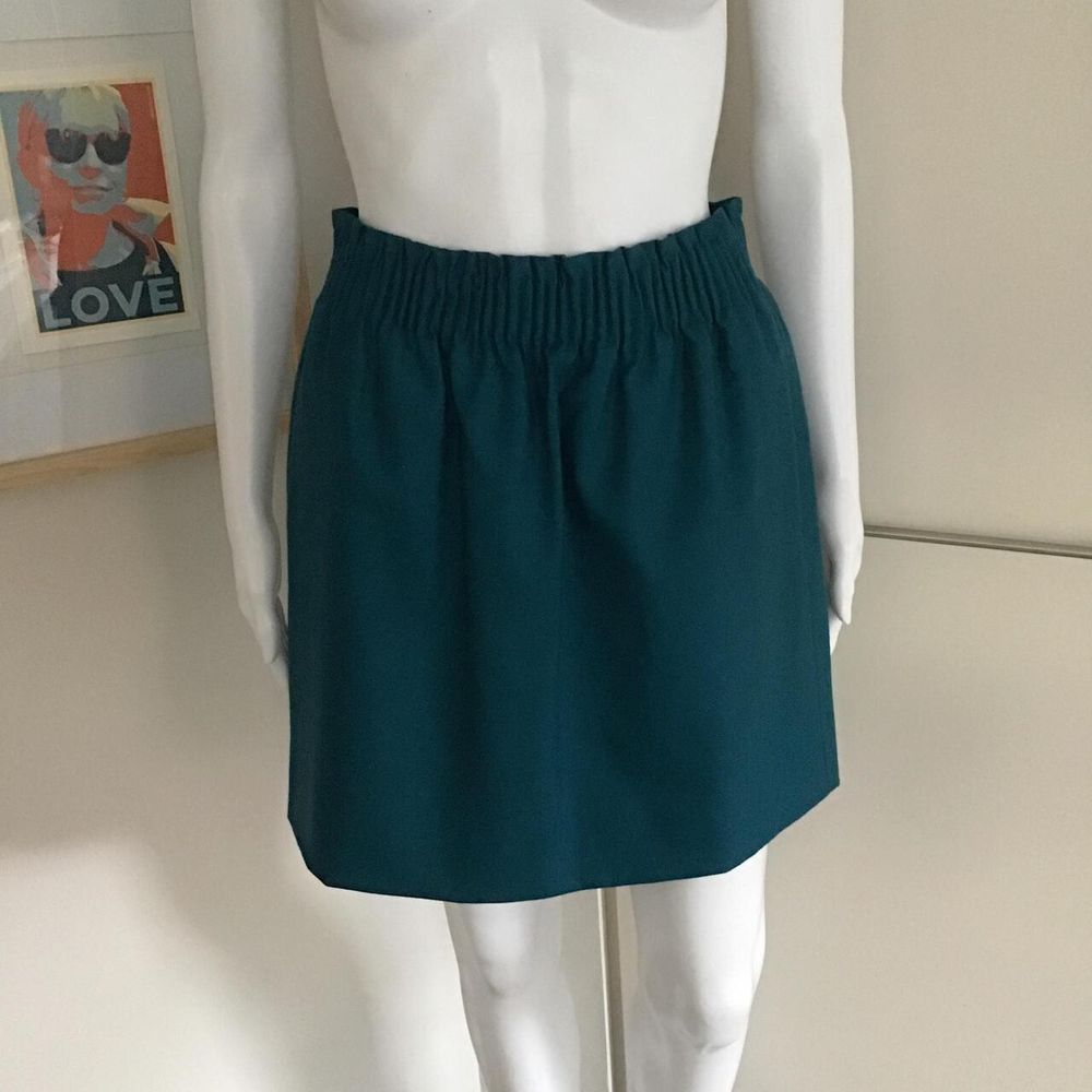 J. Crew Wool-Blend Petrol Blue Lined Skirt/Pockets/Fits 8-10 AU & UK/Elastic Waist