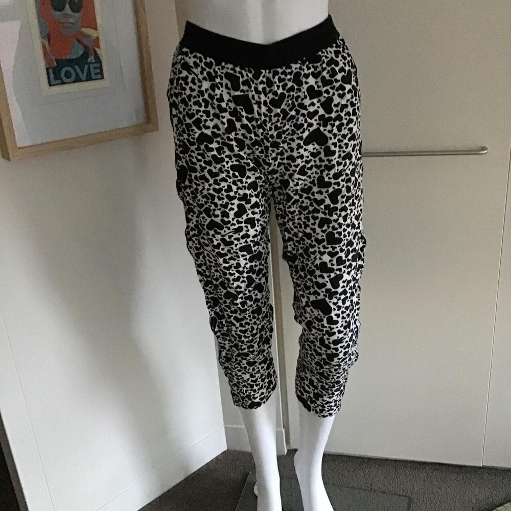 Zadig & Voltaire Black White Heart Logo Cropped Jogger/Elasticated Waist/Size XS 6