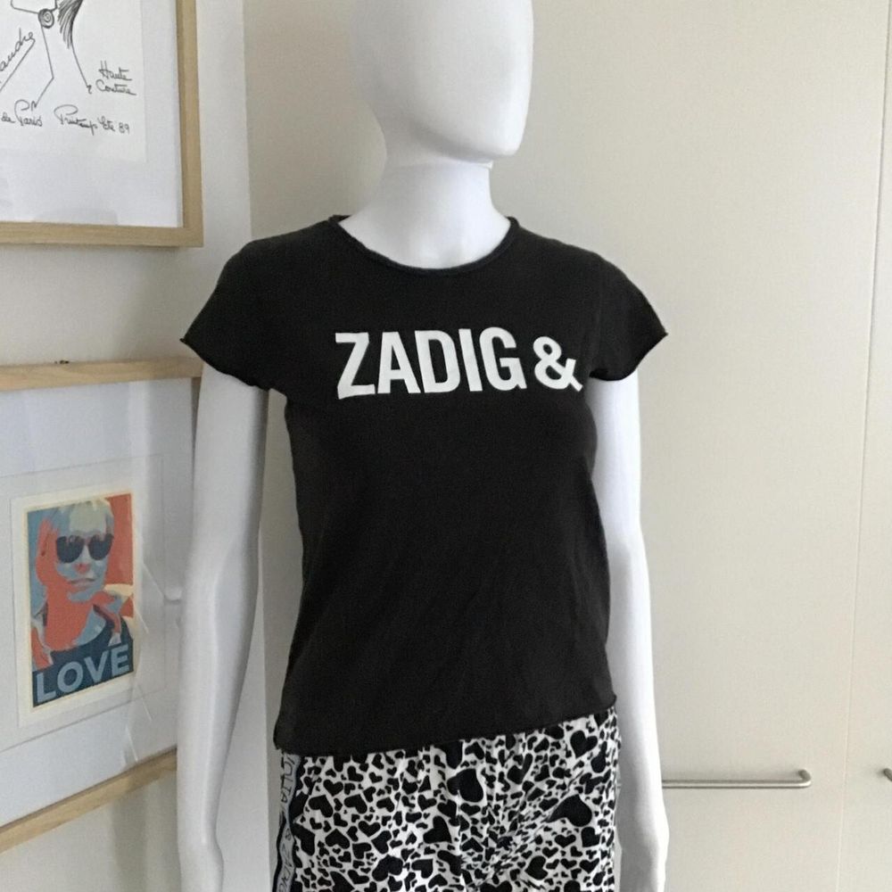 Zadig & Voltaire Black & White Logo T Shirt/Size XS Womens/12 Teen/Free Shipping within AU & NZ