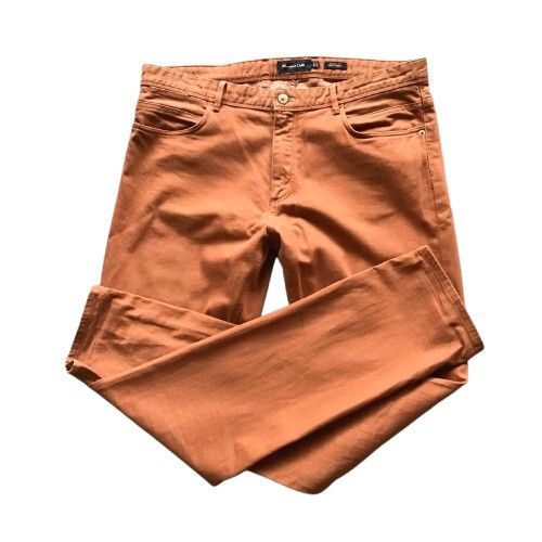 Massimo Dutti Mens Rust-Coloured Slim-Fit Jeans Size 34/34 Zipper Fly 5 Pockets