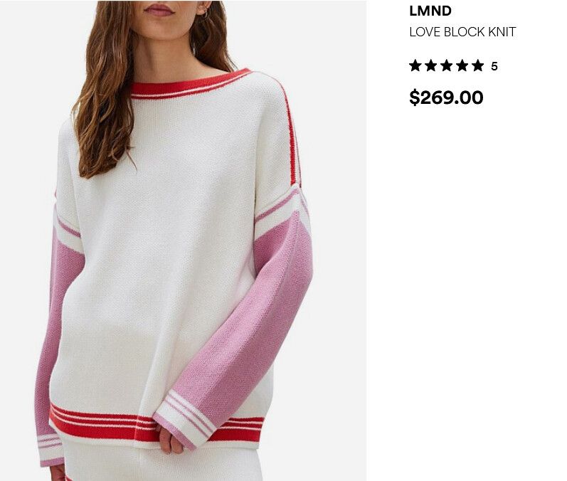 LMND 'Love Block' Knit Sweater Size Womens Medium/Cotton Viscose Silk/RRP $269