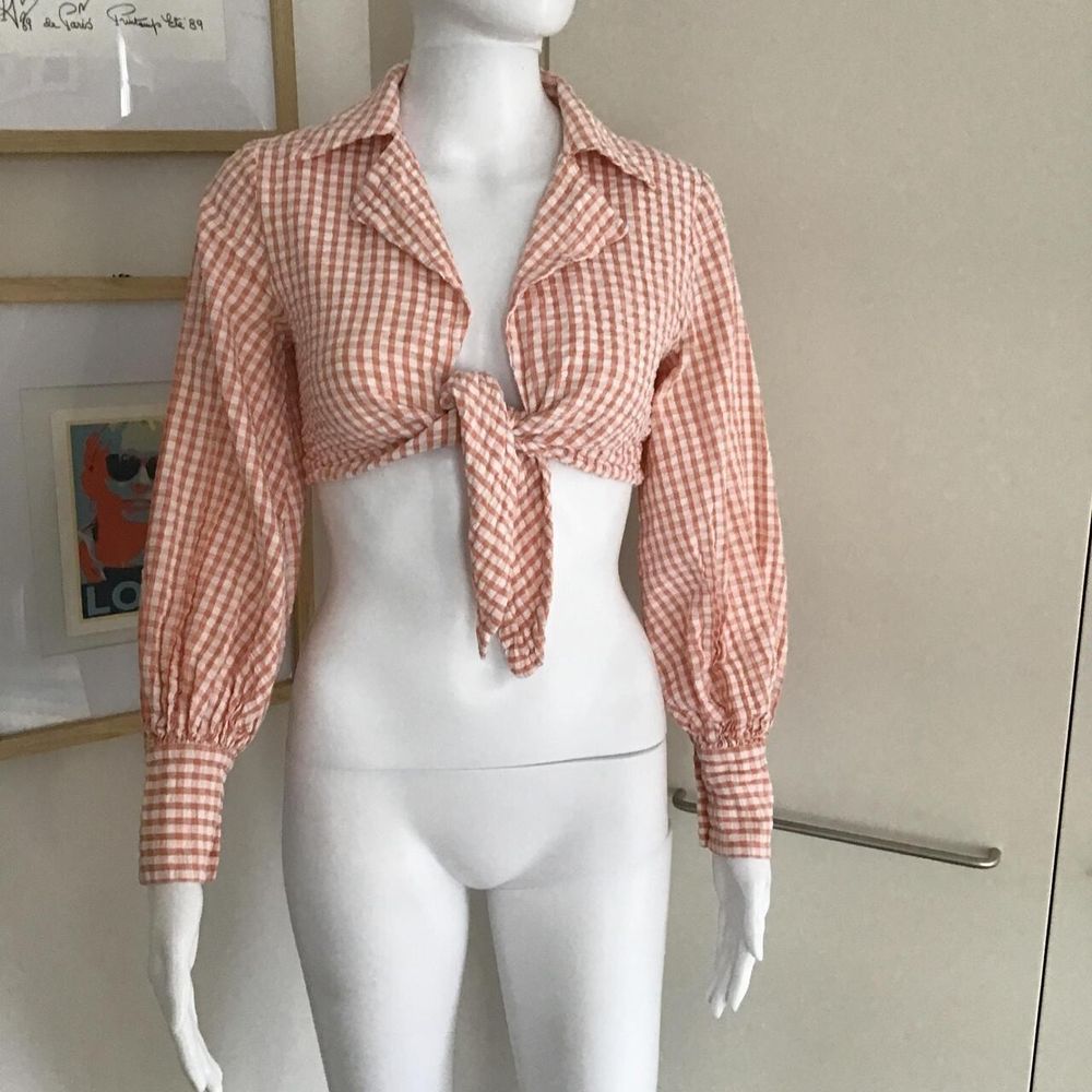 Alice McCall 'Her Story' Pink White Gingham Cropped Top/6 AU Fits like a 4 AU/US 0