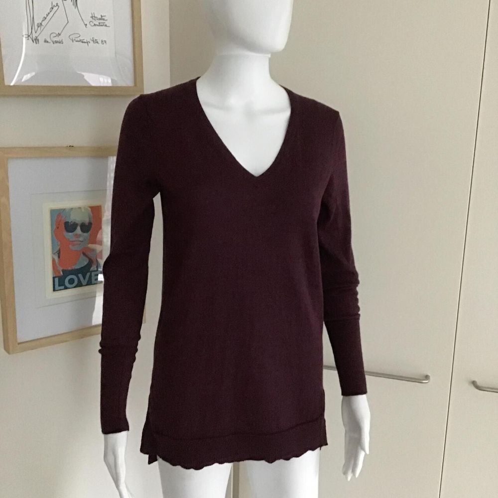 Marcs 100% Merino Wool V Neck Sweater/Womens/Aubergine-Coloured/Small/Longer-Line