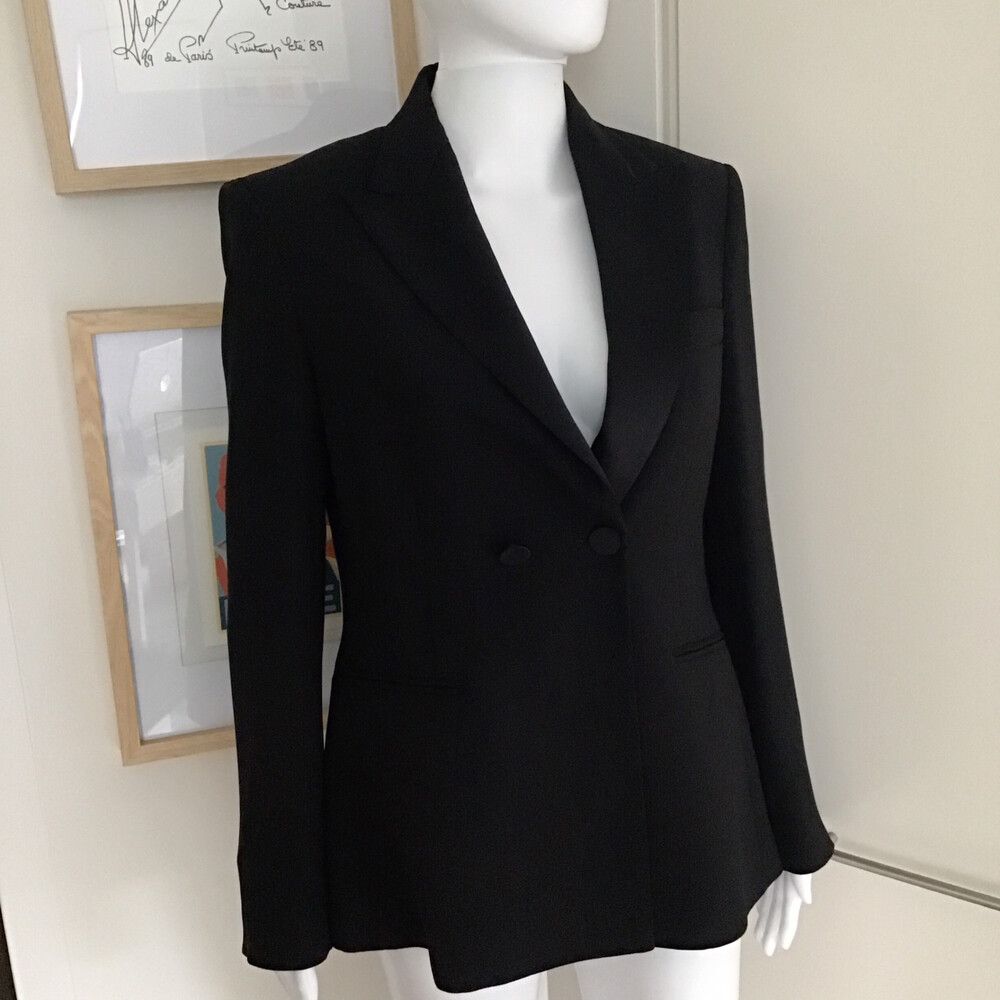 Zara Black Satin Lapel Blazer Tuxedo Smoking Jacket /Size M/BNWT