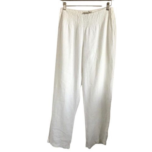 Marilu Moda White Linen Pants/Small/Womens/Elasticated Waistband/Made in Italy