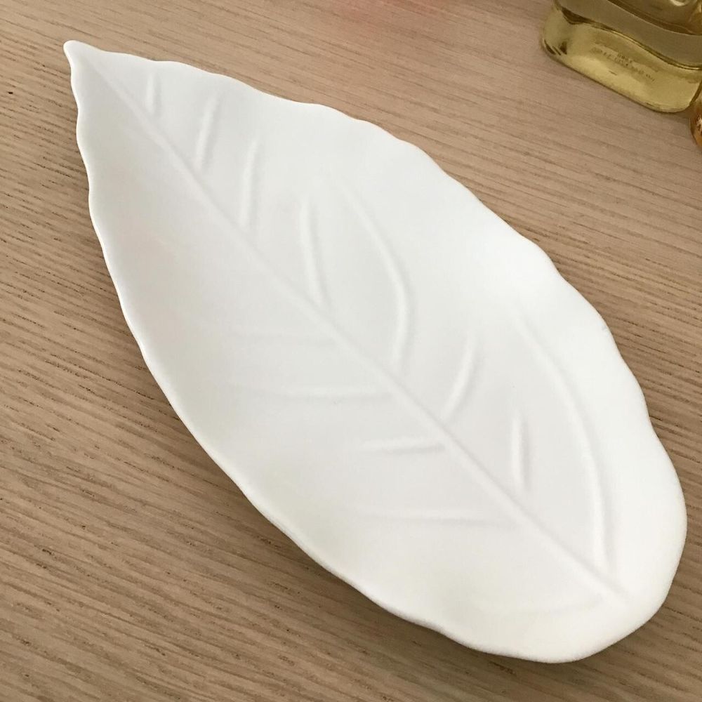 Jennifer Dumet Fine Ceramic White Leaf Trinket-Dish/Organic Homewares Designer