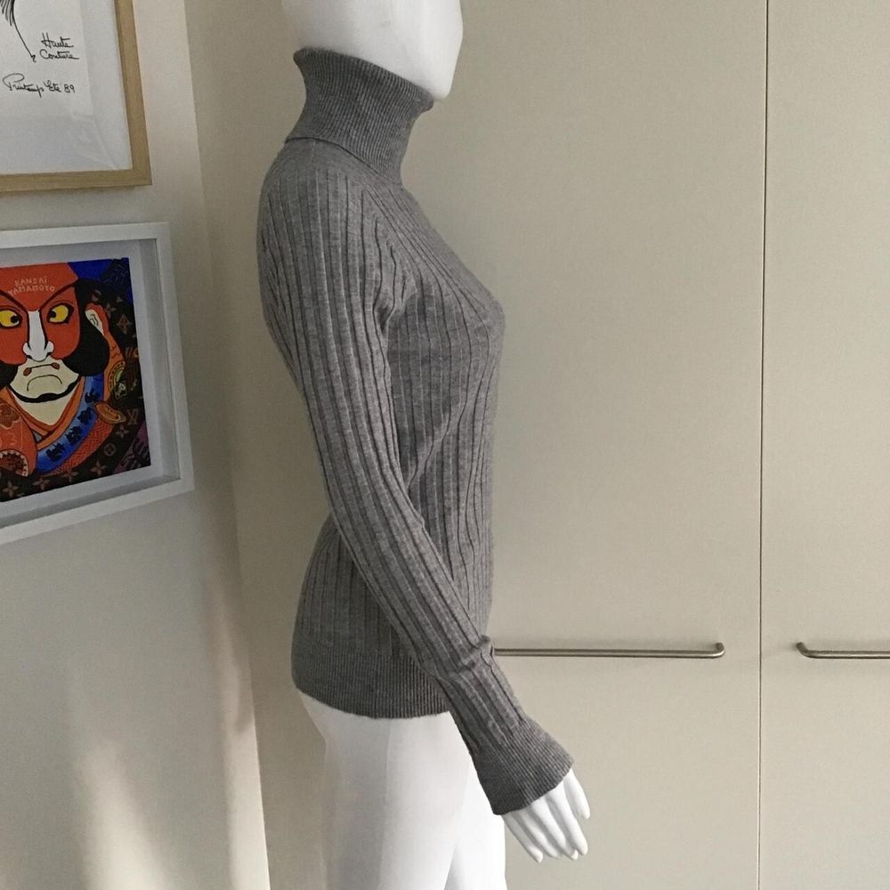 Humidity Grey Ribbed Rollneck Sweater/Subtle Bell Cuffs/Size S/Worn Once/RRP AU$160
