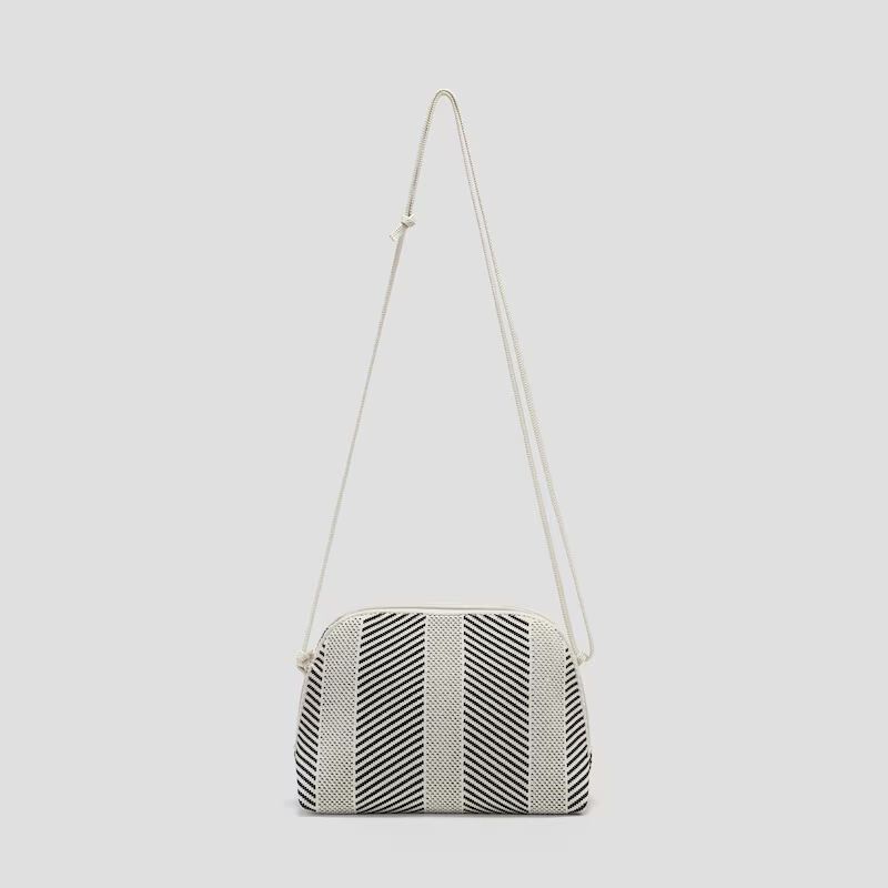 Vivaia Eliza Mini Crossbody Bag Black Cream Recycled Knit Washable/Free AU & NZ Shipping