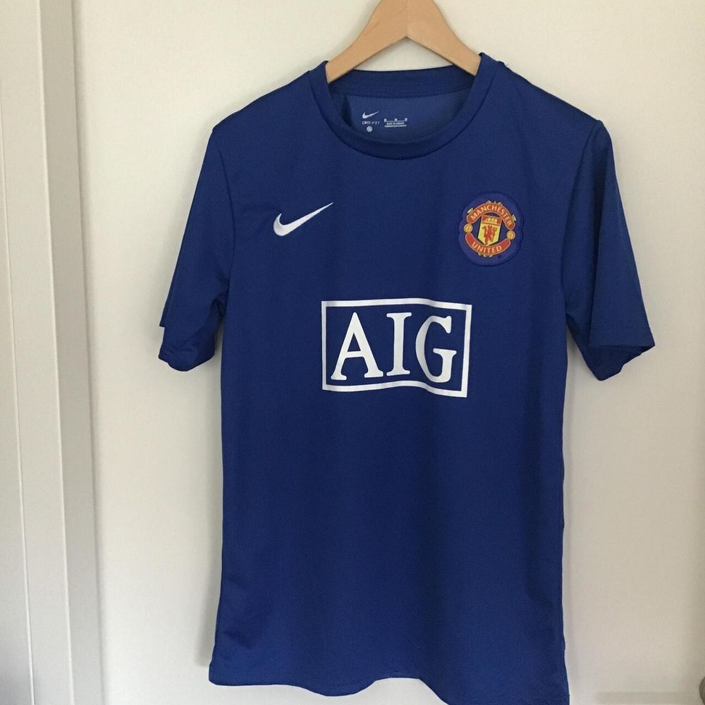 Nike Manchester United UNISEX Jersey/Mens Small/Womens M/Blue/AIG Sponsored/Free Shipping