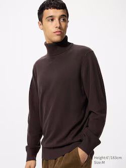 Uniqlo 100% Fine Merino Roll Neck Sweater Black Size S Mens/M-L Womens/BNWT/Free Shipping