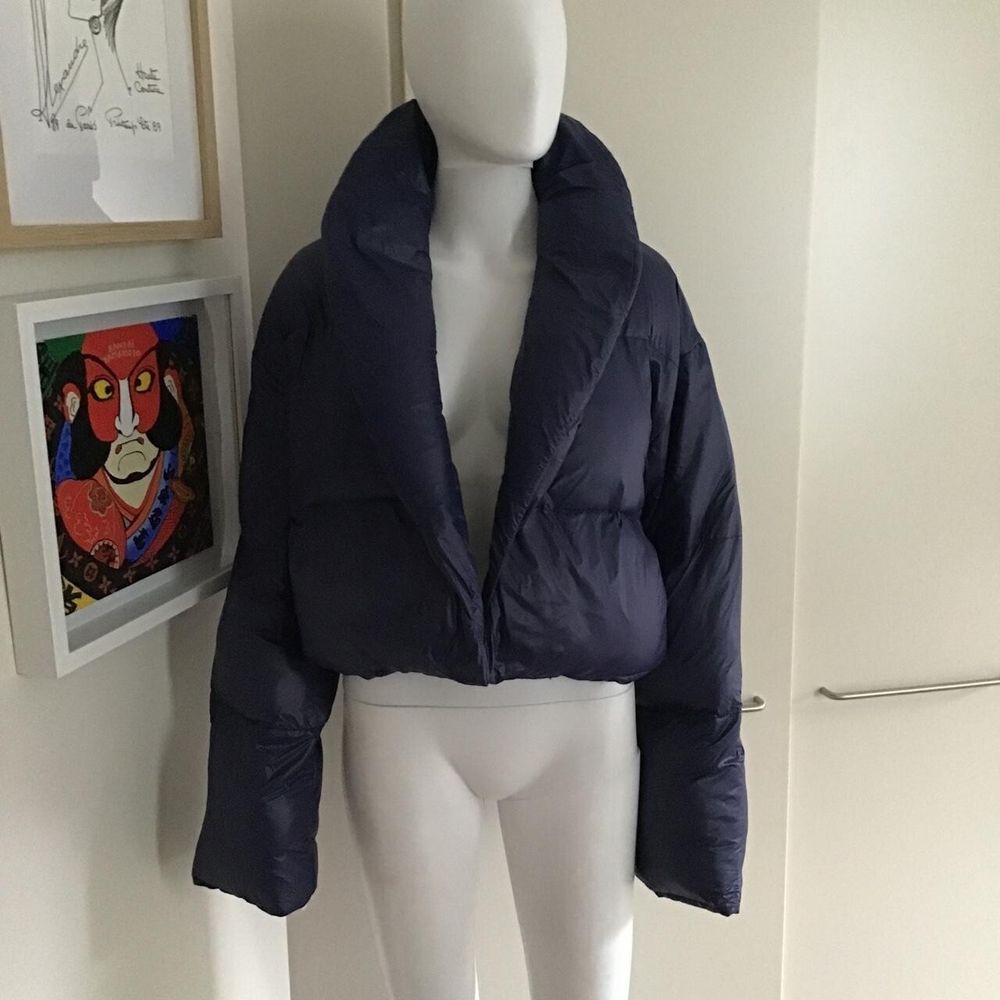 By.DYLN Purple Puffer Open-Style Collared Cropped Jacket/Size S