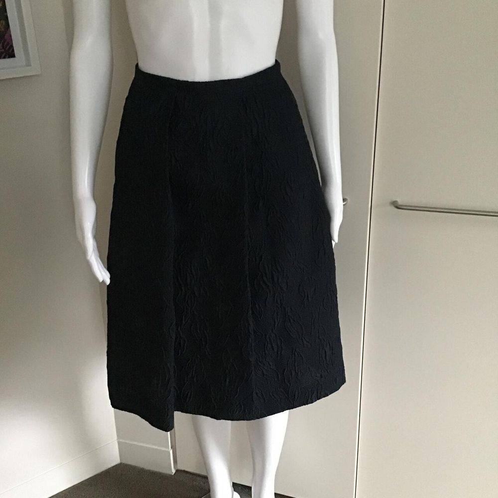 S'Max Mara Midnight Blue Lined & Pleated Jacquard Skirt/8 AU & UK/Pockets