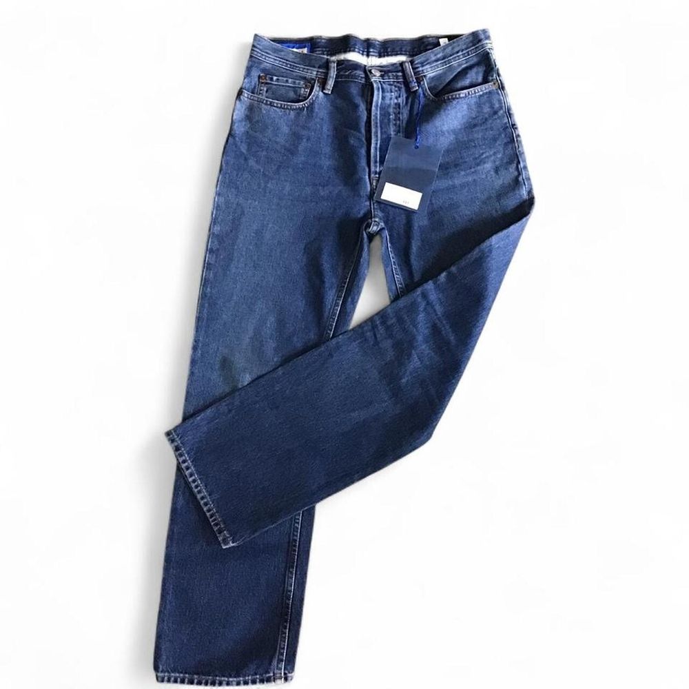 Acne Studios Blå Konst Mid-Blue Straight Leg Jeans/Waist 31'' Inside Leg 27.5''