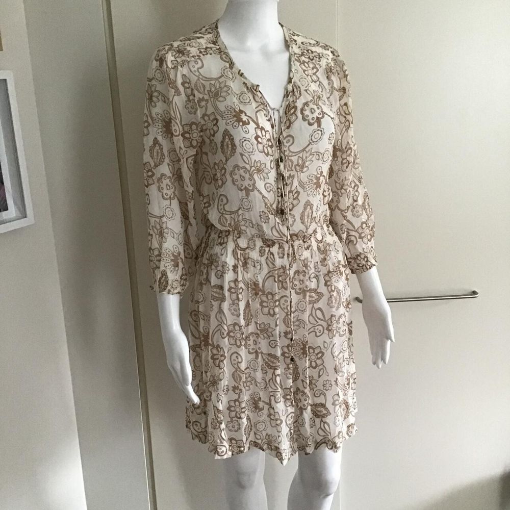 RM Williams Boho Sheer Festival Coachella Dress/Size 8 AU & UK/4 US/Stone & Tan/Free Shipping