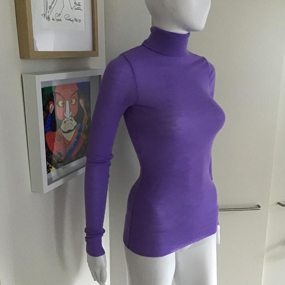 COS Mauve-Coloured 100% Merino Wool Fine Knit Roll Neck Sweater/Semi-Sheer/XS/Free Shipping