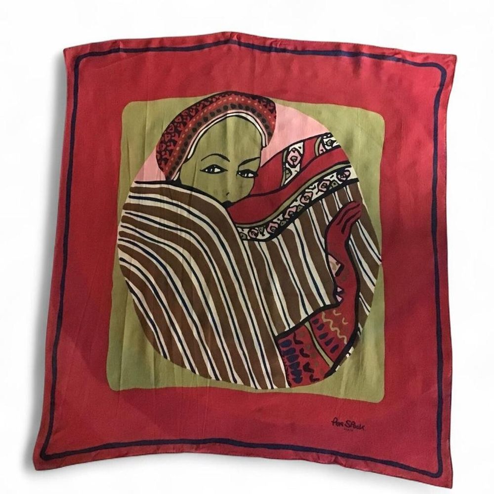 Per Spook Paris Crepe de Chine Scarf Vintage/Art Deco Style/Free Shipping