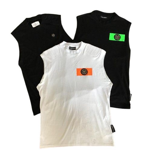 Mens PHILIPP PLEIN Muscle Tees Tanks x 3/Job Lot/Black & White/100% Authentic