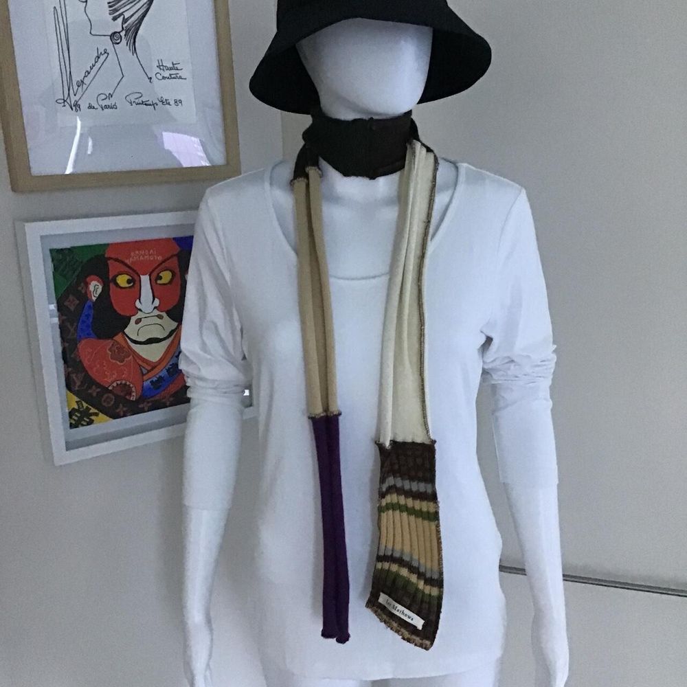 Lee Mathews UNISEX skinny scarf with striped pattern/Free Shipping