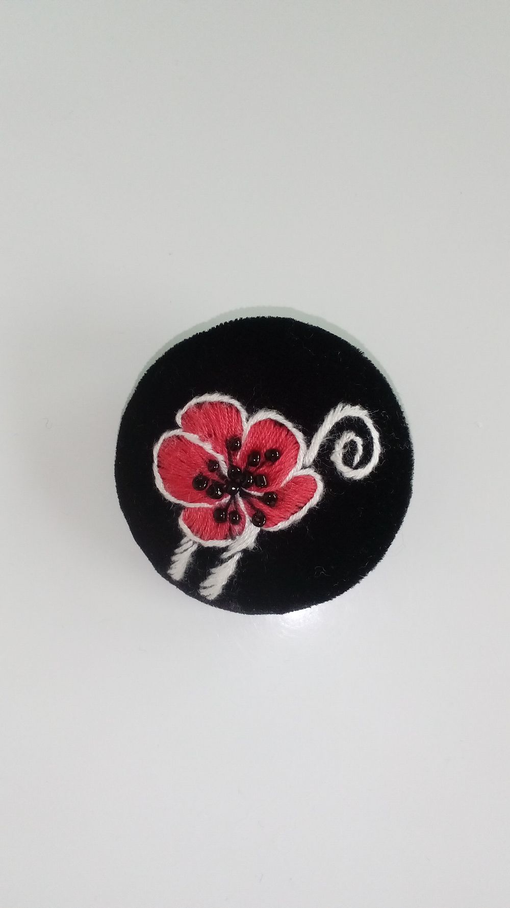 Red Flower Velvet brooch
