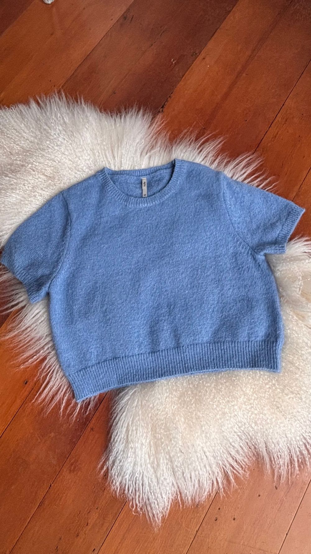 Huffer Blue Kenzie Crop Knit Tee
