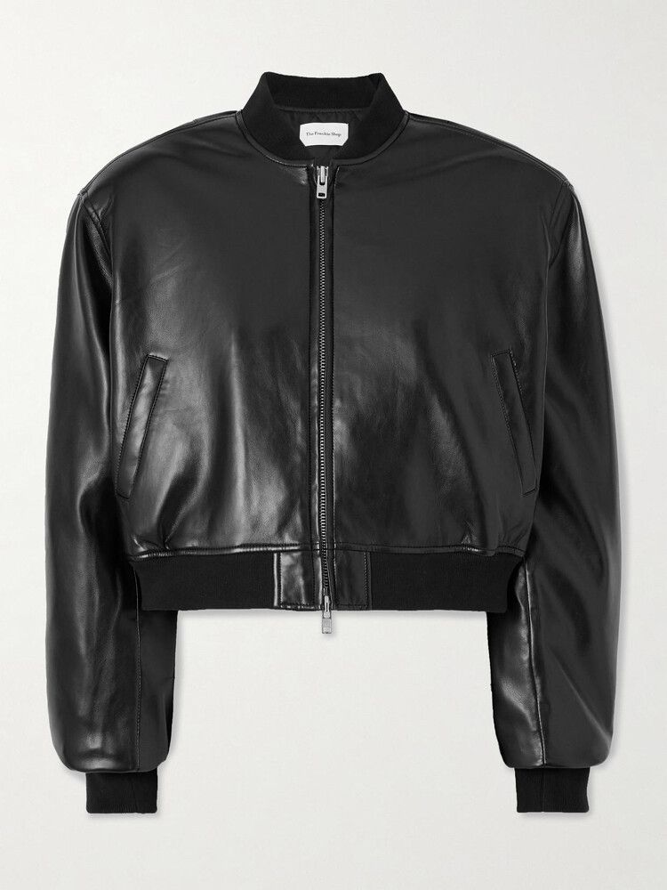 The Frankie Shop Black Faux Leather Bomber Jacket