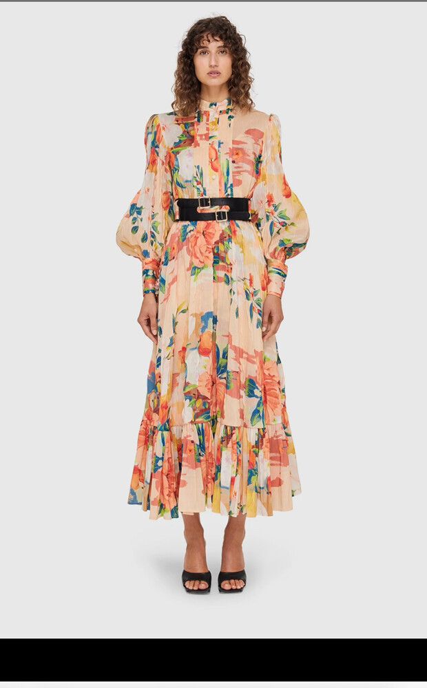 Leo Lin Florescence Silk Linen Dress
