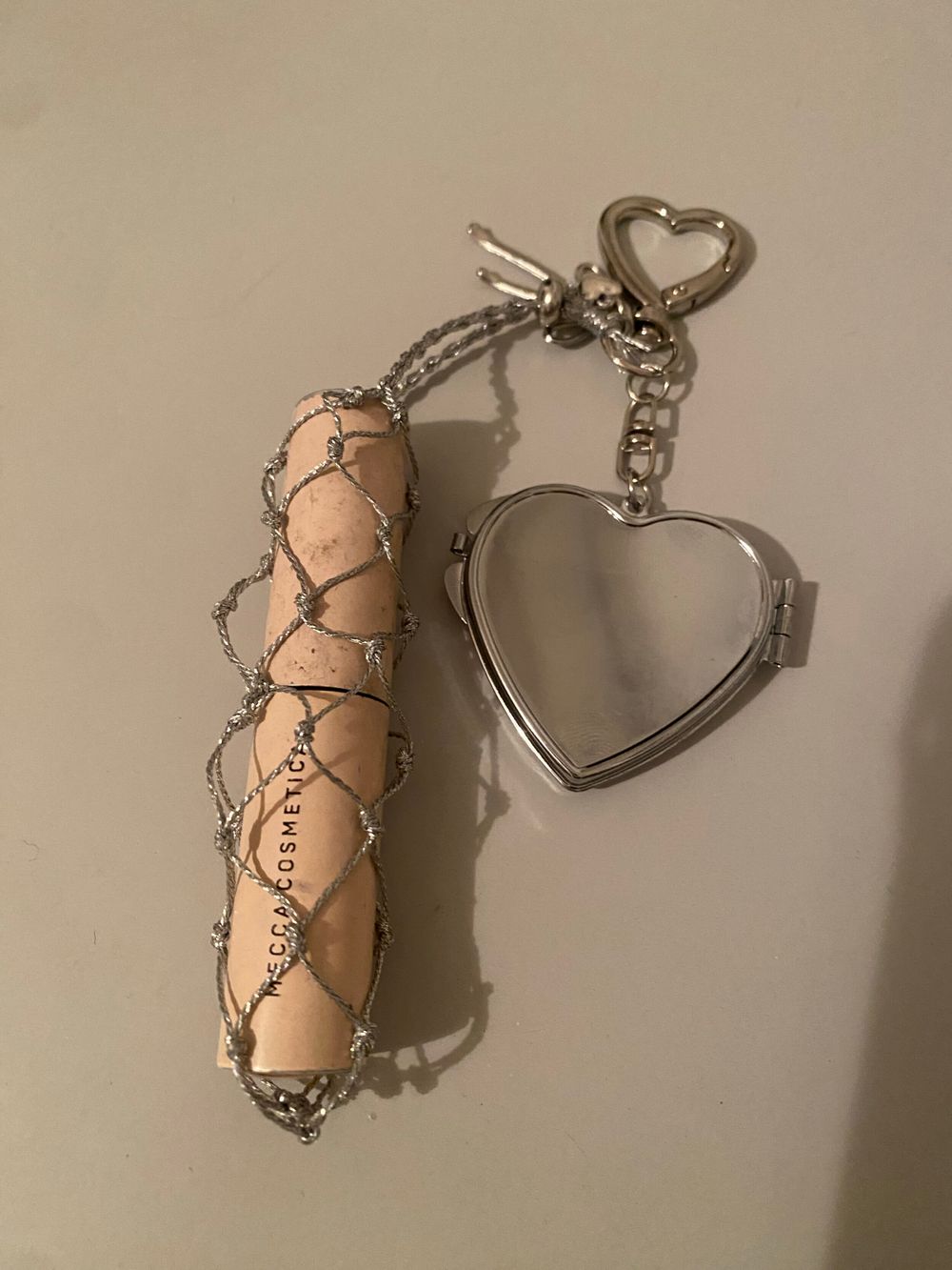 Bag or Key charm lipstick/ balm holder with cosmetic mirror