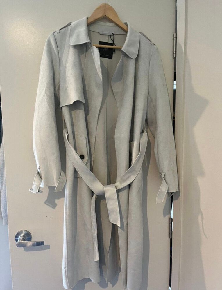 Grey Suede Trench Coat
