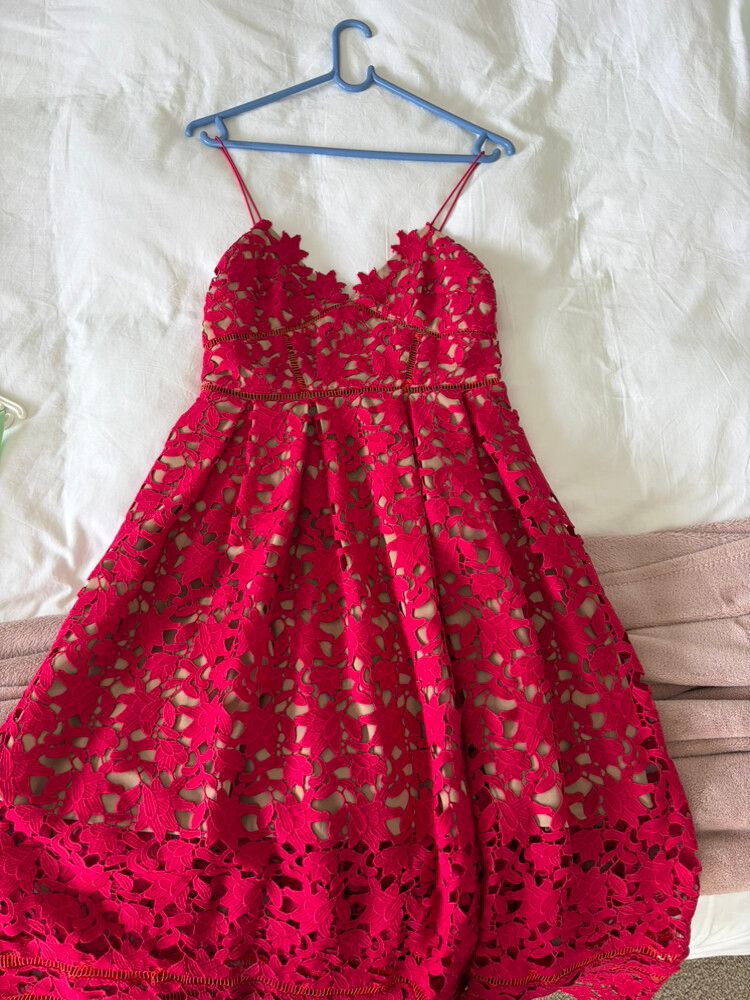 Self Portrait - Self-Portrait Red Lace Dress on Designer Wardrobe