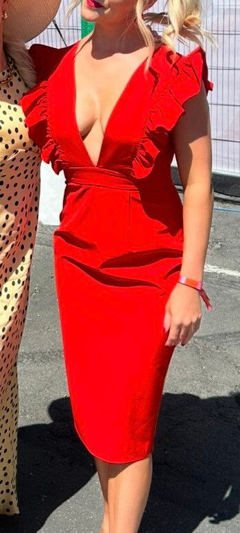 Runaway the label red dress with frills