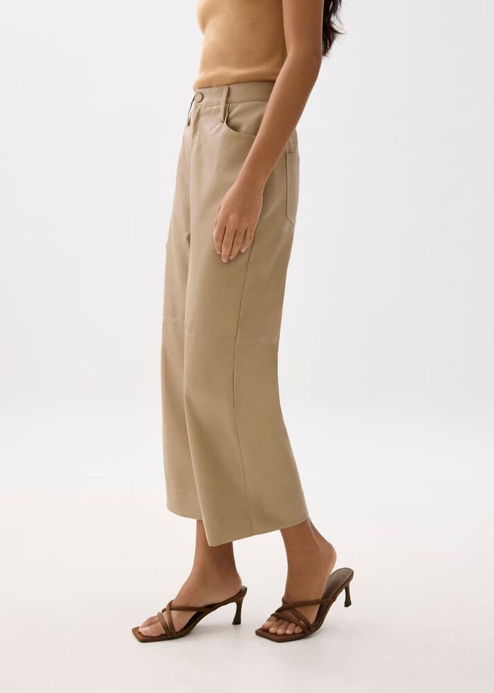 Love Bonito Vegan Leather Beige Pants