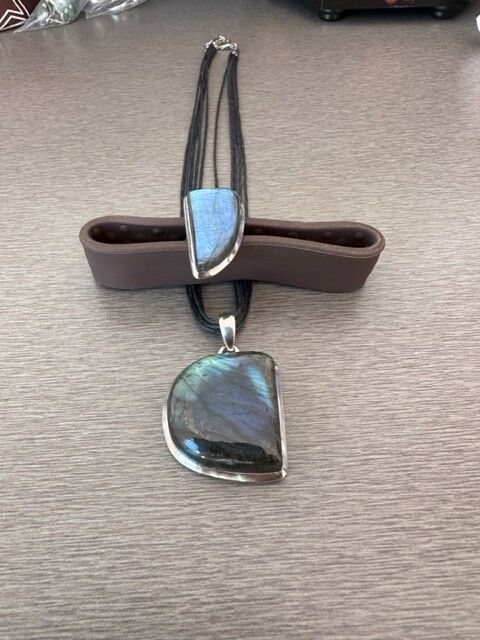 Gemstone Labradorite Solid Silver 925 Set with Adjustable Ring