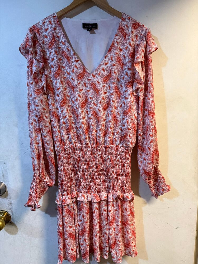 Augustine Orange Paisley Mini Dress