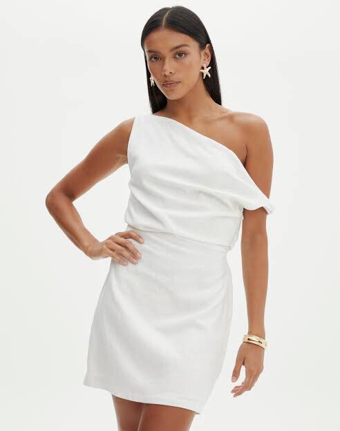 Glassons - Linen Blend Off The Shoulder Mini Dress on Designer Wardrobe