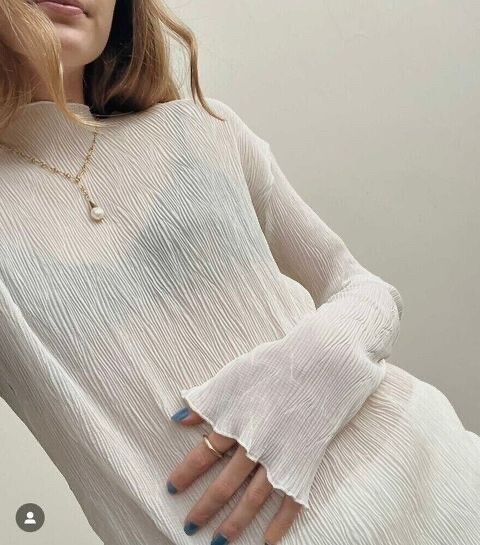Caitlin Crisp Fluted Cream Blouse