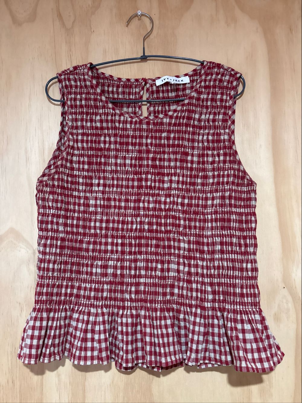 Ivy + Jack Red Gingham Smocked Top