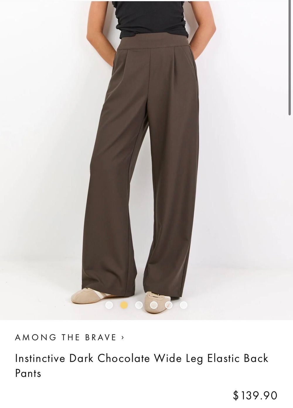 Instinctive Dark Chocolate Wide Leg Elastic Back Pants